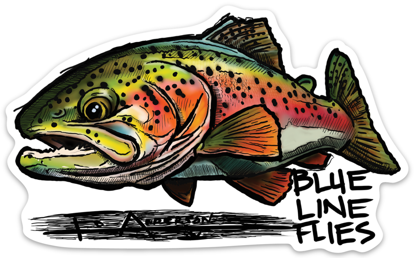 Trout Art Sticker